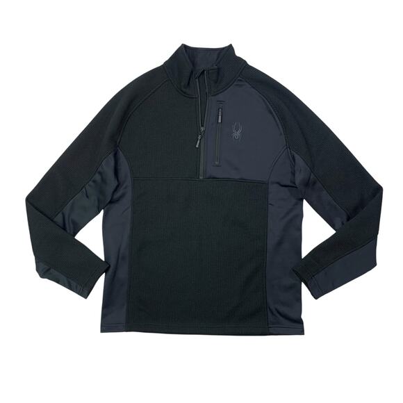 Spyder Jacket Mens Large Charcoal Black Gait Half Zip Raglan Sleeve Fleece Lined - Picture 1 of 12